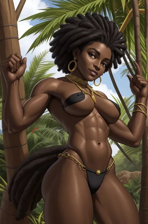  Arte similar Jonh Buscema,1garota,cabelos curtos encaracolados,cabelos negros,olhos castanhos escuros, princesa Africana , super realista, middlebreasts, vestimenta nativa do povo Bantu , olhar audacioso, postura imponente, 4k resolution, Lotes Cameltoe, ...