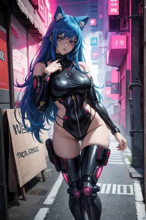 anime girl with long hair and cat ears in a city, digital cyberpunk anime art, cyberpunk anime girl mech, female cyberpunk anime girl, cyberpunk anime girl, anime cyberpunk art, cute cyborg girl, digital cyberpunk - anime art, cyberpunk anime art, oppai cy...