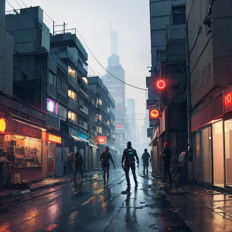 "(best quality,4k,8k,highres,masterpiece:1.2),ultra-detailed,realistic,photorealistic:1.37,cyberpunk,cityscape,1 boy,black hair,black eyes,cyborg,futuristic technology,neon lights,gritty atmosphere,dystopian,high-tech devices,hovering vehicles,AI implants,...