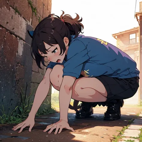 a shrunken down cat girl gets fucked mercilessly in the hands of a teenage boy