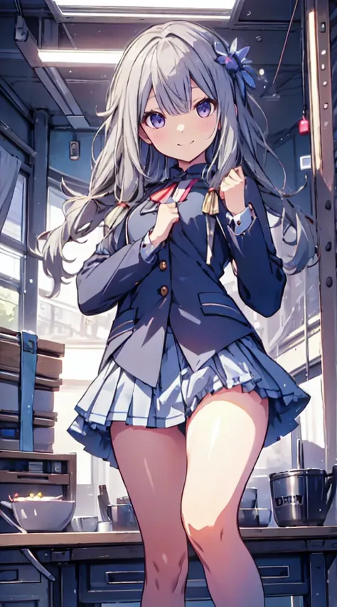 best quality, ultra detailed, absurdres, HDR,1loli、♡、Thighs、Strike a pose with a cheerful smile、uniform