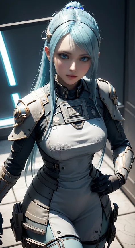 ((Best quality)), ((masterpiece)), (detailed:1.3), close-up, 3D, an image of a beautiful cyberpunk female, straight long hair, Ice Blue hair, beautiful blue eyes, HDR (High Dynamic Range),Ray Tracing,NVIDIA RTX,Super-Resolution,Unreal 5,Subsurface scatteri...