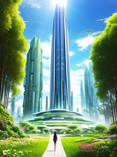 「A future world where citizens have developed 100 years from now, where ultra-technical elements, spirituality, and nature are fused.」.