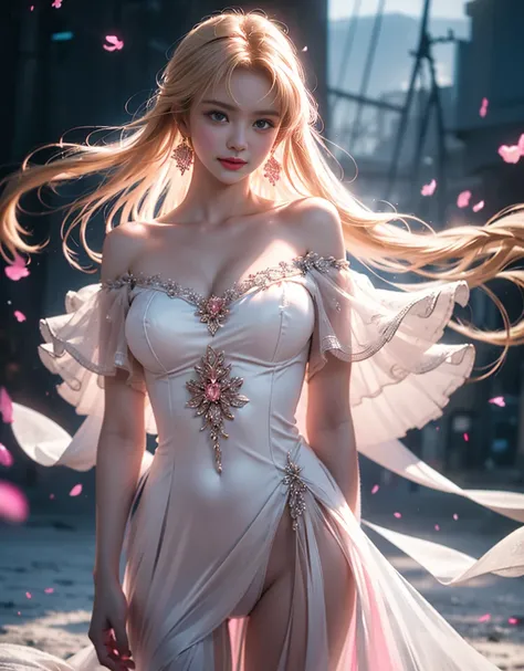 masterpiece，Highest image quality，Super detailest quality ,extremely delicate and beautiful, Very detailed,best quality, official art, Extremely detailed CG unified 8k wallpaper, portrait photo, The most beautiful look，Blonde hair, blue eyes，Radiant skin a...