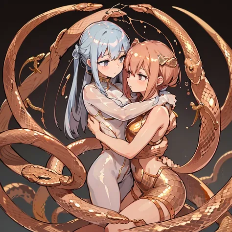 Arrest of all-backed cotton silkworm girl who serves the Transparent Silver Snake、amazing dynamism、amazing angle、unstable buoyancy sandstorm、((Many friendly transparent copper snakes whispering to each other while cuddling together.、hugging each other))、 (...