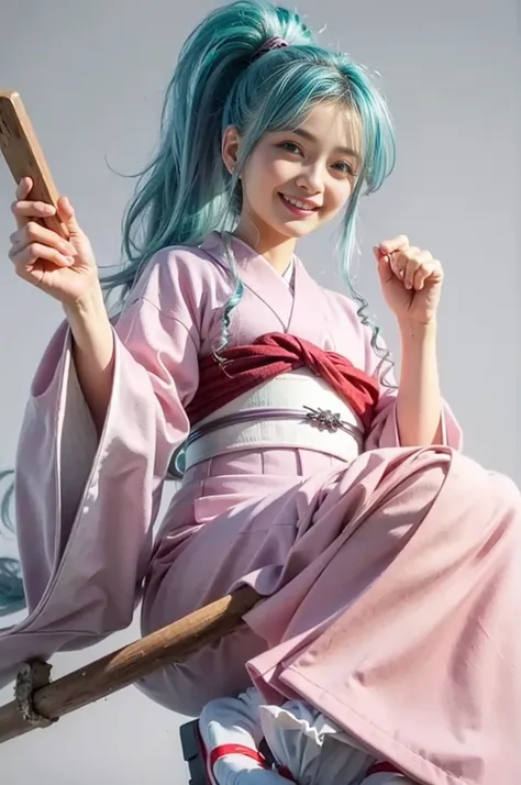 masterpiece, best quality,1girl, smile,close mouth,(broom riding:1.2), clogs, socks,broom,japanese clothes,long clothes, kimono,...