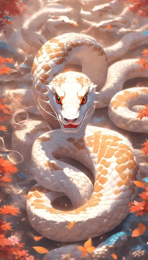 (((White Snake))) Best Quality, Ultra-high resolution, Detailed 4K CG, Master Parts, Krishna, Hindu God,cobra,On the snake, Hindu mythology,((To the serpent)), Image of Hinduism , Aesthetic, Screen-centric