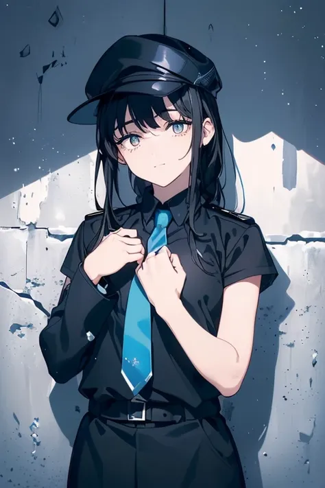 ((masterpiece, best quality, ultra high resolution)), (((two men))), Are standing, confident attitude, (((((police officer, wearing a blue police uniform, Police Unifrom)))), (((wearing a beat cop hat))), (black, black beat cop hat), (((black hair, dark bl...