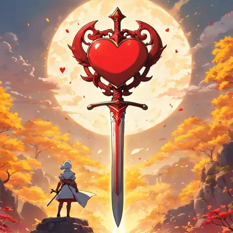 a picture of a sword with a red heart on it, sigil, drakenguard inspired, dorne, dragon centered, dragon age, amazing d & d dark sun art, mace and shield, world of fire and blood, game of throne art, house telvanni, the dark sun of athas, sword and shield,...