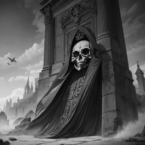 umbrae mortis (latim): "sombras da morte." evokes the sinister presence that precedes tragic events. rabiscado. gray monochromat...