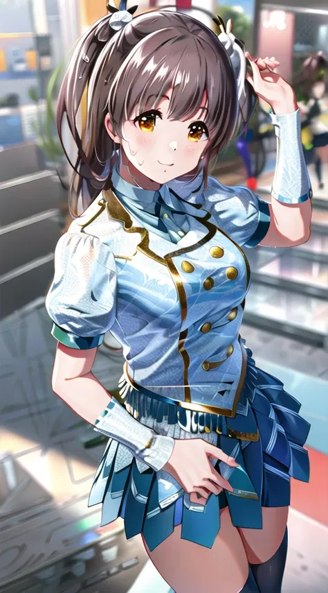 high quality, best quality, muste piece, disorganized, ((yu suzumura)), idol uniform, 1 girl,  solo