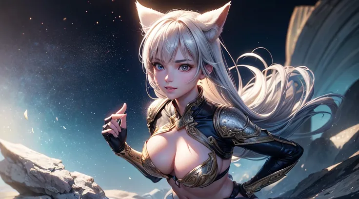 unreal 5, Cinematic footage, full medium closeup, gorgeous 18-year-old kemonomimi woman soft pale skin, cute and youthful face, well-defined eyebrows, delicate nose, ultra-detailed:1.1, photo-realistic:1.4, depth of field, cinematic lighting, IMAX camera, ...