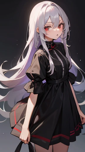 Girl, silver hair, Shakugan, 16 years old, vampire tribe, long hair, height 156cm, casual dress
