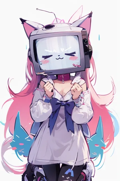 tv head catgirl head,fullbody cute ,cute shoes