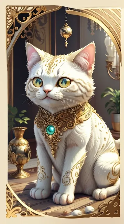 Ivory Gold AI Psychedelic Magic,Cat，Neat，smile，interesting