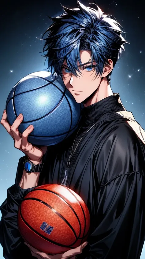 anime boy with blue eyes holding a basketball ball in his hands, tall anime guy with blue eyes, 4 k manga wallpaper, 4k anime wallpaper, stunning anime face portrait, handsome anime eyes, anime style 4 k, anime wallpaper 4k, anime wallpaper 4 k, detailed d...