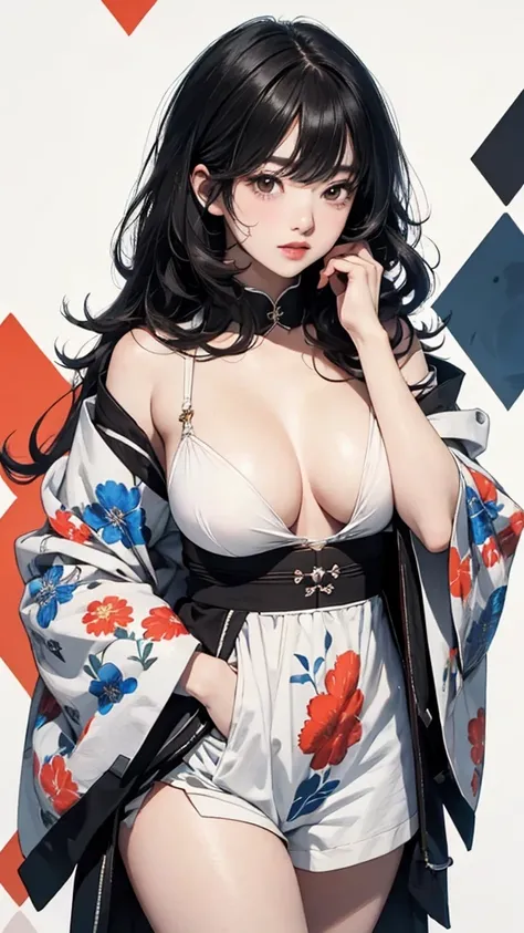 ((Highly detailed CG unit 8k wallpaper, masterpiece, High resolution, highest quality, highest qualityのリアルテクスチャスキン)), ((very beautiful woman, Nana Komatsu, a seductive look, plump lips, Figure with hands in pockets:1.5, upper part of the body, Japanese pat...