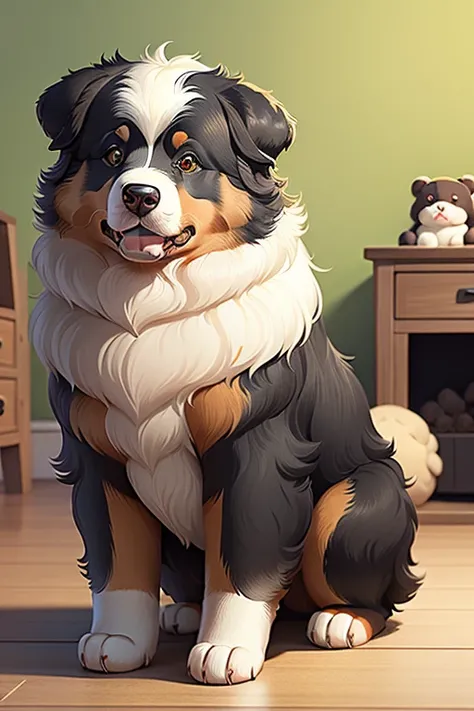 "Style bernese mountain dog illustration，Cute features Bear Xifeng style character set，sticker illustration。"