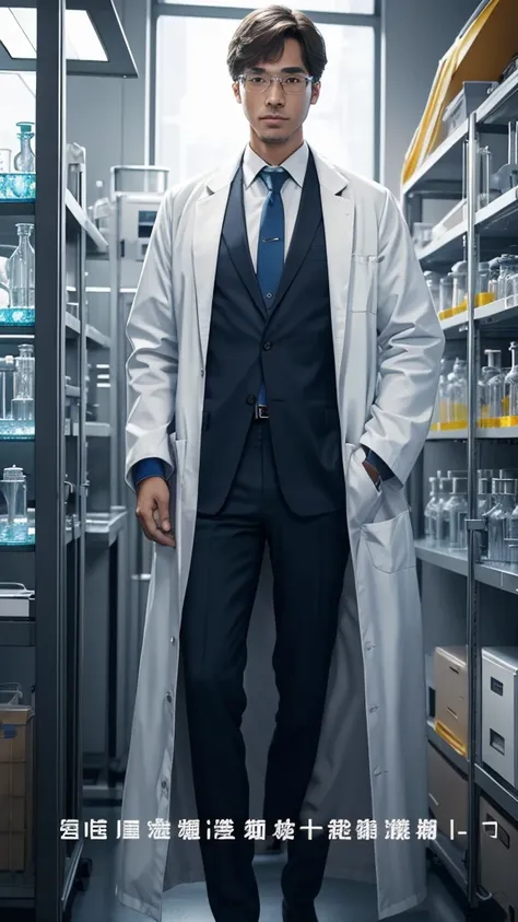 person wearing a scientist&#39;s lab coat、solo、There are researchers、there are scientists、graduate School、upper body、highest quality、masterpiece、Super high resolution、(photoreal:1.4)、game poster