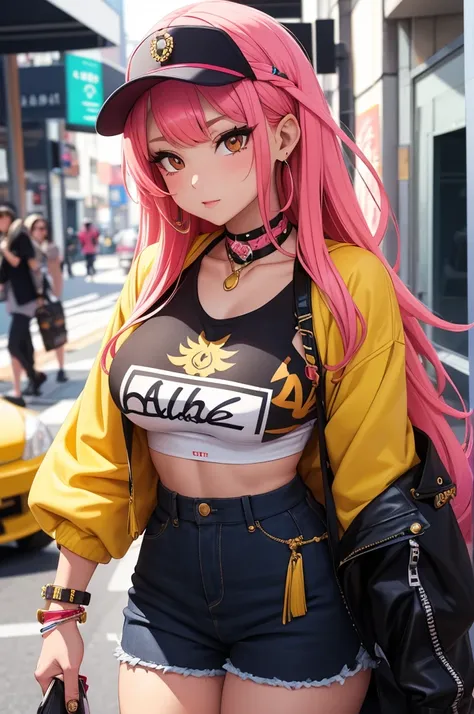 
A Gyaru, immersed in modern Japanese youth culture, dons a vibrant and eclectic fashion style. Her sun-kissed skin, glossy hair, and meticulously styled nails complement her trendy outfit. Adorned with statement accessories, her makeup reflects the bold a...