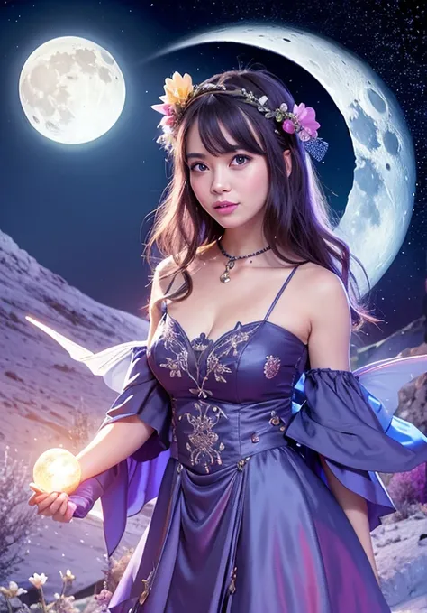 Create a night fairy on the moon