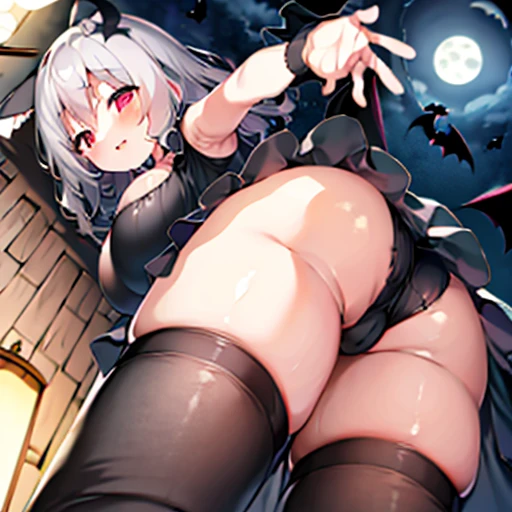 cute face　Angle from directly below　　big breasts　pose of temptation、laughter　　　　　Charm　　Rear angle　　choker　cute dress　vampire　princess room　bed　little bat flying　　in the middle of the night　　Pose with your buttocks up