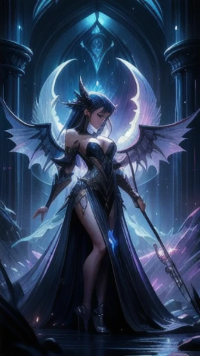 (Obra de arte), (altamente qualidade), (altamente detalhado), fechar-se, uma mulher com chifres e uma espada em frente a uma fogueira, arte sexy em estilo de fantasia sombria, detalhada fantasia arte sexy, demon anime girl, Vilania tem asas de anjo escuro,...