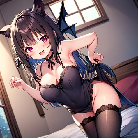 cute face　Angle from directly below　　big breasts　pose of temptation、laughter　　　　　Charm　　Rear angle　　choker　cute dress　vampire　princess room　bed　little bat flying　　in the middle of the night　　Pose with your butt sticking out