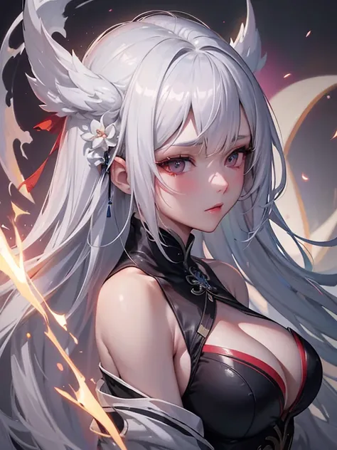 A white hair、Close-up of a woman in a white mask, beautiful figure painting, guweiz, guweiz style artwork, White-haired God, author：Yang Jie, Epic and beautiful character art, Stunning character art, authon Qi, by Wuzhun Shifan, guweiz on pixiv artstation