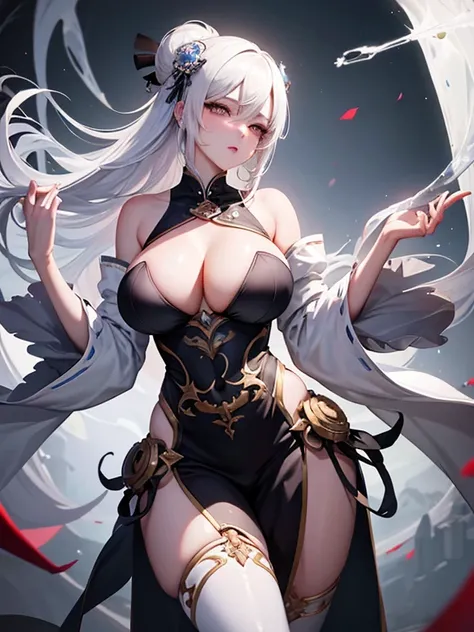 A white hair、Close-up of a woman in a white mask, beautiful figure painting, guweiz, guweiz style artwork, White-haired God, author：Yang Jie, Epic and beautiful character art, Stunning character art, authon Qi, by Wuzhun Shifan, guweiz on pixiv artstation，...