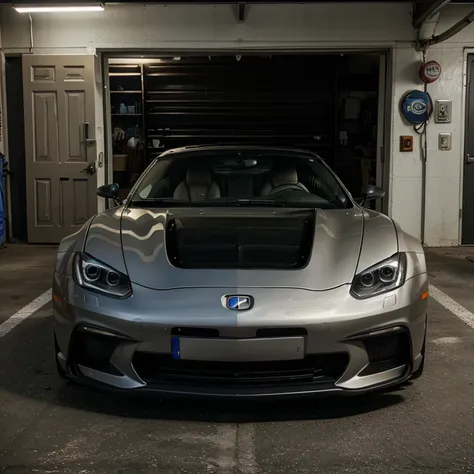 Car, car in garage, front view, 8k, Masterpiece, 