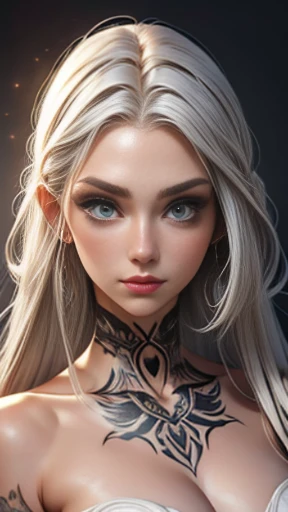 ((artwork)), ((best quality)), a woman, 26 years old, ((platina_cabelo)), white, silver hair, long hair, dreadlocks, platinum eyebrows, ((platina_cabelo):1.0), beautiful girl, ((perfeito_face)), perfect facial proportions, size suitable eye, suitable nose ...