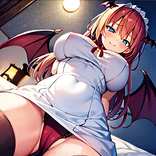 cute face　Angle from directly below　　big breasts　pose of temptation、laughter　　　　　charm　　Rear angle　　choker　Cute Dresses　vampire　princess room　bed　little bat flying　　in the middle of the night　　emphasize the chest