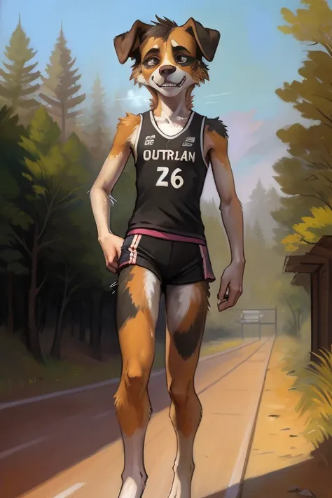 solo, ((Australian shepard)), male, slender, ((twink)), detailed, uploaded to e621, beautiful and detailed portrait of an anthropomorphic boy, short hair, kenket, uploaded to e621, digitigrade legs, very fluffy detailed fur, ((quivering motion lines)), flu...