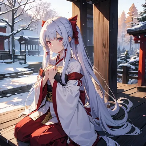 shrine maiden，long hair，get along well with animals