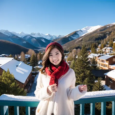 Ski resort、unparalleled beauty、sexy、smile、Sunny、full body portrait