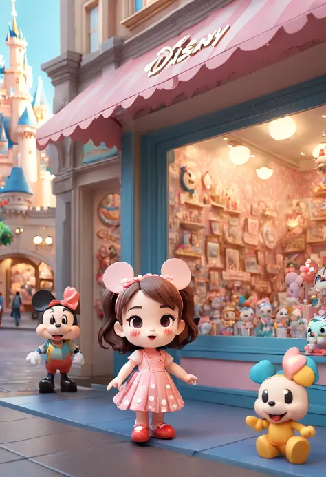 Toy Store Window Display, Disney Style, chibi, kawaii art, Blind box style, octane render, enhance, intricate, (best quality, masterpiece, Representative work, official art, Professional, 8k wallpaper:1.3)