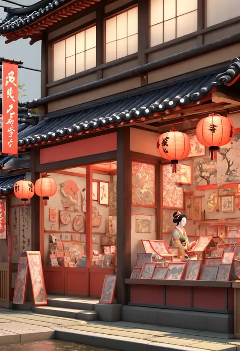 Ukiyoe, Toy Store, Window Display, octane render, enhance, intricate, (best quality, masterpiece, Representative work, official art, Professional, 8k wallpaper:1.3)