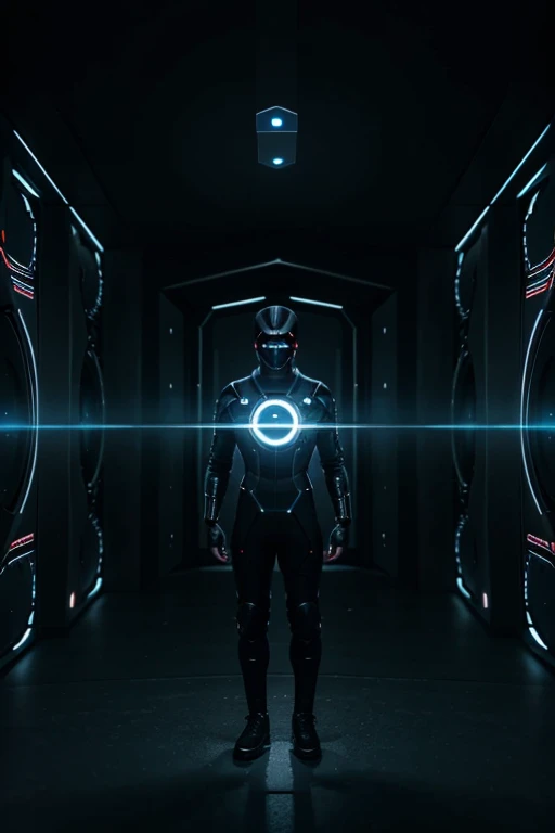 man dressed in a futuristic black outfit in front of multiple open portals waiting, Inside each portal there is a random image of the dimension corresponding to that portal