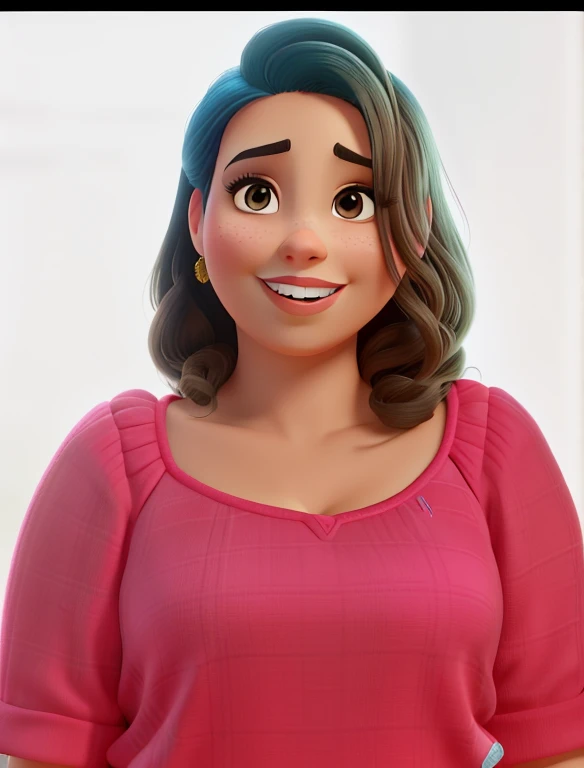 Uma mulher moreno , estilo disney pixar, com alta qualidade, melho qualidade, tendo como pano de fundo um jardim 