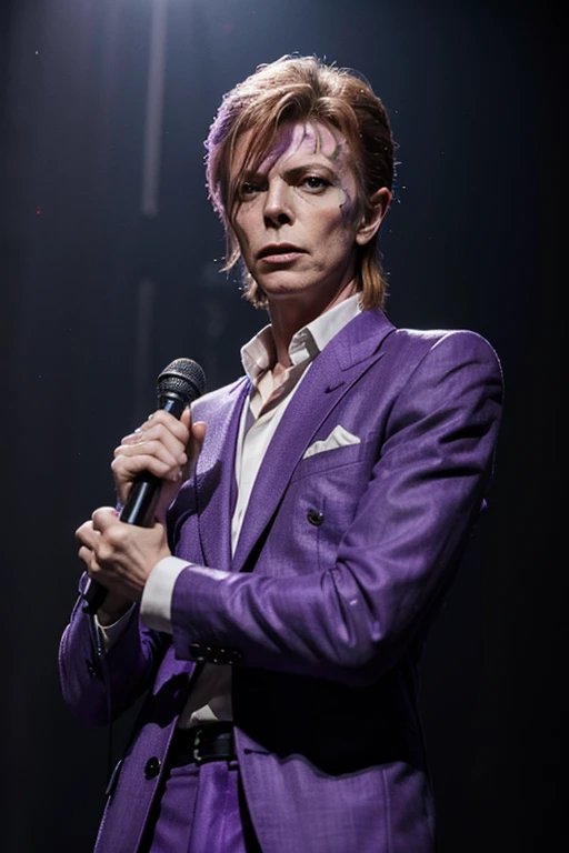 david bowie, color suit purple, portrait of david bowie