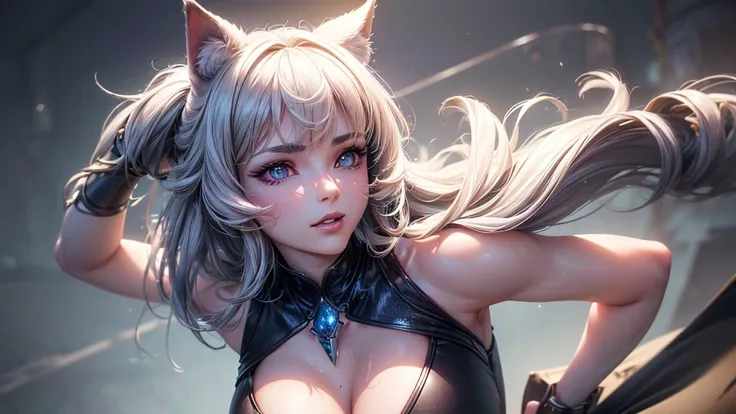 (Cinematic footage, full medium closeup, gorgeous 18-year-old kemonomimi woman soft pale skin, cute and youthful face, well-defined eyebrows, delicate nose, ultra-detailed: 1.1, photo-realistic: 1.4, depth of field, cinematic lighting, IMAX camera, HDR, DT...