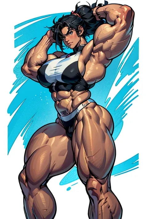 (((((muscular female bodybuilder))))), a cartoon of a woman with a huge body and a big muscless, huge muscles, big muscles, big muscles, big muscless, huge muscles, strong and strong々It was, exaggerated physique, thick black line drawing, unusually large p...