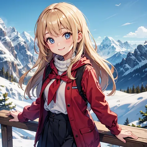 Smiling cute girl in the mountains 