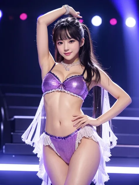 Ultra high resolution photo quality、cinematic camera work、Video of the entire stage、long shot、modern japanese strip theater、wide stage、wide seat、Mayu Minami、Mature、big droopy eyes、Beauty、familiarity、very beautiful Japanese female dancer、athlete、very sexy、V...