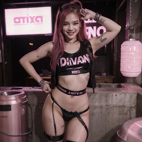 Blackpinks Rosè as a punk prostitute who never showers and is completely dirty with semen while smiling in a perverted and proud way