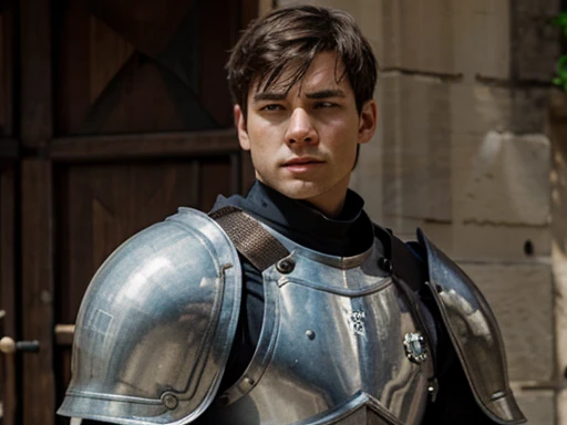 Young man in knight&#39;s armor