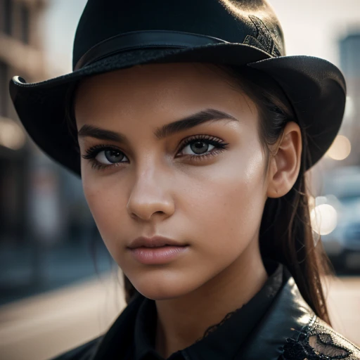 (black riders jacket:1.1), (masterpiece, best quality, pretty girl, beautiful face, 8k, raw photo, photorealistic, absurdres:1.2), teens, cowboy shot, dutch angle, facelight, film grain, chromatic aberration, highres, ultra detailed, finely detail, light b...