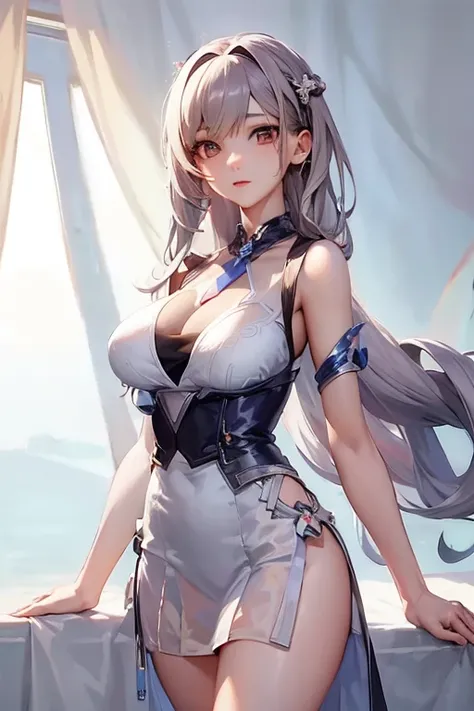 anime girl with long hair and a dress posing on a ledge, from girls frontline, extremely detailed artgerm, cushart krenz key art feminine, seductive anime girl, fine details. girls frontline, kantai collection style, from the azur lane videogame, cute anim...