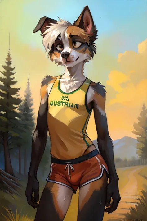 solo, ((australian shepard)), male, slender, ((twink)), detailed, uploaded to e621, beautiful and detailed portrait of an anthro...